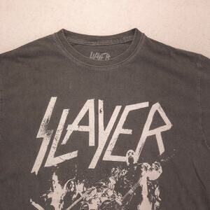 Slayer Graphic Band Short Sleeve Crew Neck Shirt Mens Size Small S Gray